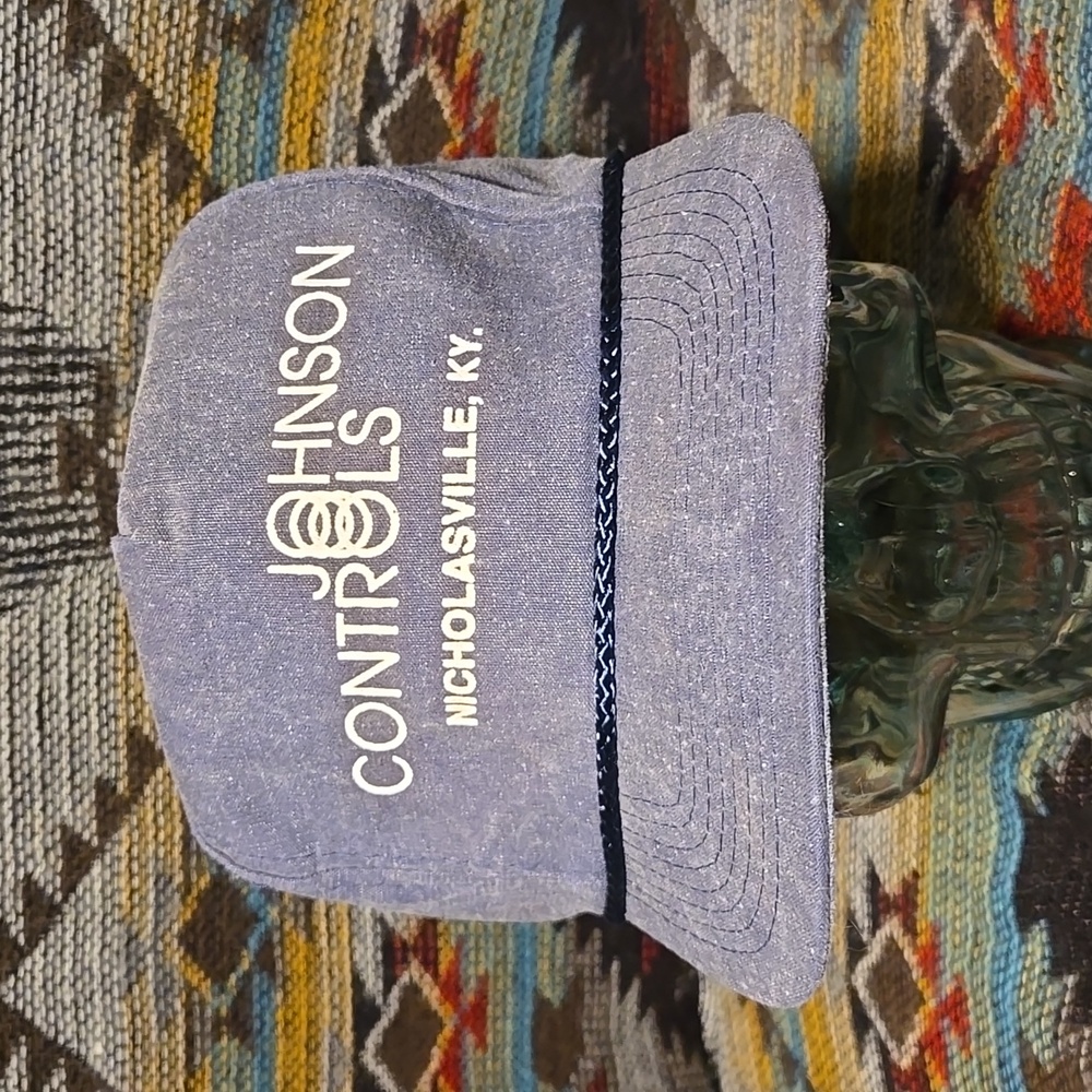 90s Industrial Johnson Controls Kentucky Washed Out Blue Denim Rope Snapback